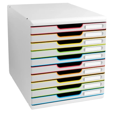 Afbeelding van Exacompta ref. 302913D Organisatiesysteem Ladebox MODULO A4 met 10 gesloten lades voor A4+ documenten Afmetingen: Diepte 35 x Breedte 28,8 hoogte 32 cm wit/leekijn/wit