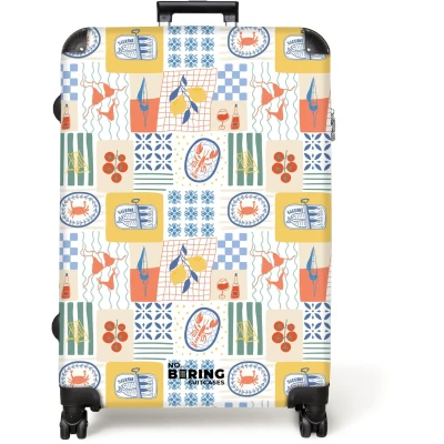 Afbeelding van NoBoringSuitcases.com® Koffer groot Reiskoffer lichtgewicht Italiaanse zomer print kleurrijk Rolkoffer met 4 wielen Grote trolley XL 98 liter bagage