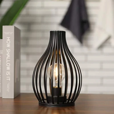 Afbeelding van JHY DESIGN Batterij aangedreven Tafellamp 24cm Hoog Modern Scandinavisch Vaasvormig Draadloos LED nachtlampje Met 6 uur Timer Voor Slaapkamer Binnen Bruiloft Tafel Tuin Woonkamer (zwart)