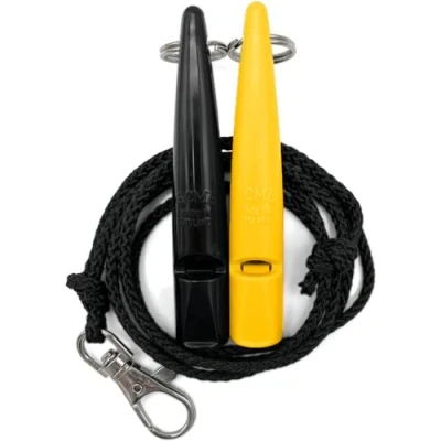 Afbeelding van ACME Hondenfluitje nr. 211,5 met fluitband In dubbelverpakking 2 fluitjes inclusief banden Ideaal voor het terugbellen luid en verreikend (Black + Yellow)