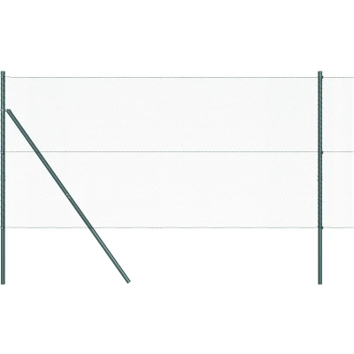 Afbeelding van vidaXL Hexagon Fence Groen 1x10 m Staal, Posts 7 stuks Ø32 mm 150 cm Verzinkt Staal