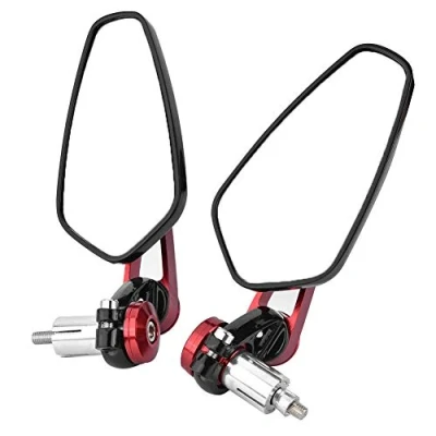 Afbeelding van Motorspiegel, 2 stuks motorfiets zijspiegels stuur, 360 graden verstelbaar, van aluminiumlegering, voor motorfiets, 7/8 inch, 22 mm, rood en zwart
