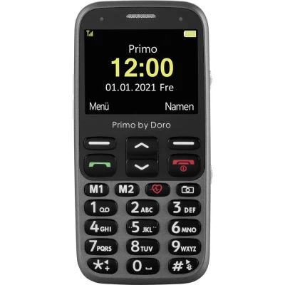 Afbeelding van Primo 368 by Doro GSM mobiele telefoon met groot kleurendisplay, valsensor, zaklamp, FM radio, kalender, incl. tafellaadstation, grafiet, 360084