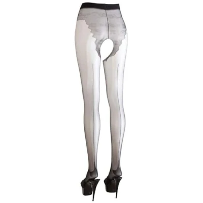 Afbeelding van Cottelli Collection Panty met Open Kruis en Slip Motief Maat L Zwart