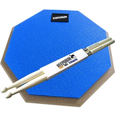 Afbeelding van keepdrum DP BL Drum Practice Pad Blauw oefenpad 8mm schroefdraad Drumsticks 1 paar