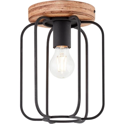Afbeelding van Plafondlamp Tosh 20cm zwart met houtbruin 99500/66