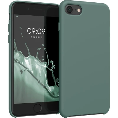 Afbeelding van kwmobile telefoonhoesje geschikt voor Apple iPhone SE (2022) / (2020) 8 7 Hoesje met siliconen coating Smartphone case in dennengroen