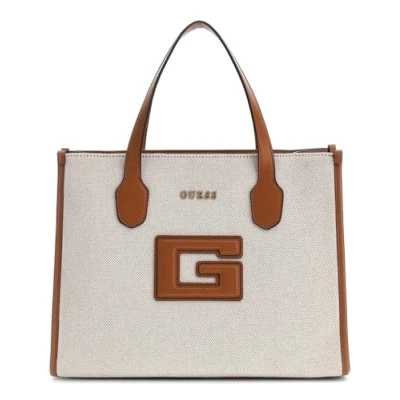 Afbeelding van GUESS Handtas Schoudertas G Status Compartment Tote Natural / Cognac Beige