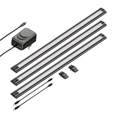 Afbeelding van ledscom.de LED kastverlichting SIRIS zwart mat, vlak, per stuk 50cm, 531lm, warm wit, set van 3