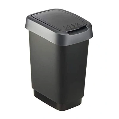 Afbeelding van AFVALBAK 10L RH ZIL/ZWA TWIST