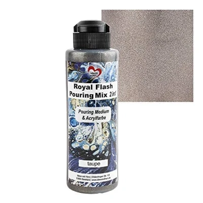 Afbeelding van Ideen mit Herz Royal Flash Pouring Mix 2 in 1, gieten medium &amp; metallic acrylverf met glittereffect, 180 ml, geen verder mengen vloeistof, of siliconenolie nodig (taupe)