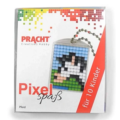 Afbeelding van Pracht creatief hobby P90058 01501 pixel plezier knutselset voor 10 kinderen, met medaillonmotieven om te pixelen, jongens en meisjes, kinderverjaardag, knutselmiddag, scholen kitas