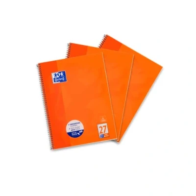 Afbeelding van Oxford Collegeblok A4 gelinieerd, met dubbele rand, 80 vellen, oranje, 3 stuks