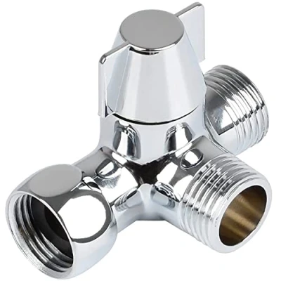 Afbeelding van 3 weg ventiel van massief messing, omschakelaar ventiel, douche afloopventiel, G1/2 inch T adapterventiel, voor douche, handdouche en omvormerdouche arm