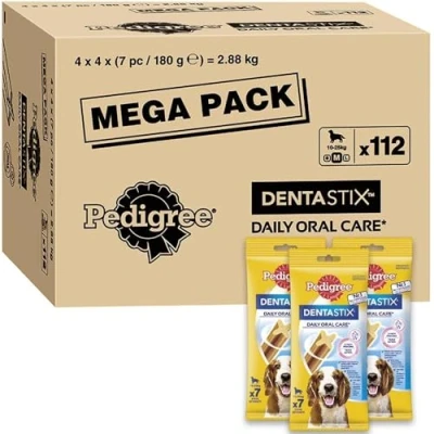 Afbeelding van Pedigree DentaStix Daily Oral Care tandverzorgingssneak, hondenblackerli helpt om de vorming van plak en tandsteen te verminderen, per stuk verpakt (1 x 112 DentaStix)