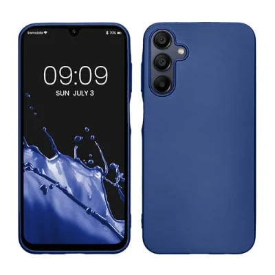 Afbeelding van kwmobile telefoonhoesje geschikt voor Samsung Galaxy A15 5G Hoesje smartphone Back cover in metallic blauw