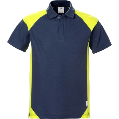 Afbeelding van Fristads Poloshirt 7047 Phv MARINEBLAUW/HI VIS GEEL 3XL