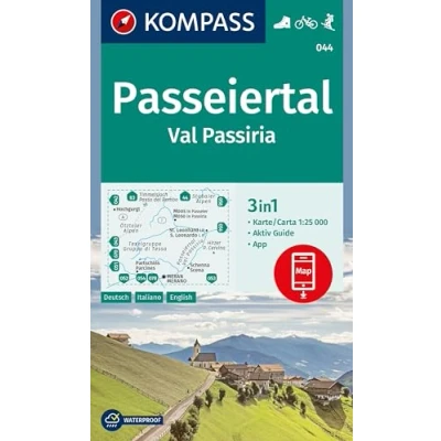 Afbeelding van KOMPASS Wanderkarte 044 Passeiertal / Val Passiria 1:25.000: 3in1 Wanderkarte, mit Aktiv Guide inklusive Karte zur offline Verwendung in der App. Fahrradfahren. Skitouren.