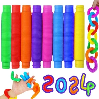 Afbeelding van Popbuizen, sensorisch speelgoed, 24 stuks, kleurrijk, stretchbuizen, pop tubes voor kinderen, volwassenen, verlichting van stress en angst, kinderverjaardag, gastgeschenken