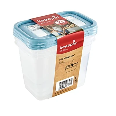 Afbeelding van Keeeper Vershoudbakjes set van 3 stuks 1000 ml Mia Magic Ice Blauw