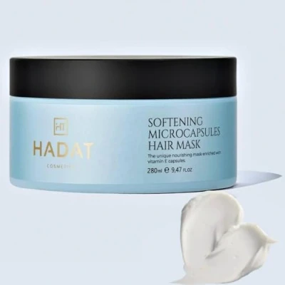 Afbeelding van HADAT Cosmetics Haarmasker met vitamine E microcapsules en crambe olie uv bescherming glans, voedende behandeling herstel voor droog broos haar