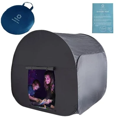 Afbeelding van Sensorische tent voor kinderen om te spelen en ontspannen, hulpmiddel bij autisme, SPD, angst, gebrek aan concentratie, donkere pop up holte autistische kinderen, thuis of school, groot