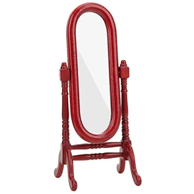 Afbeelding van 1:12 Mini Poppenhuis Volledige Lengte Make up Spiegel Model Accessoires Kamer Meubels Speelgoed voor Baby Kinderen (Bruin)