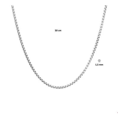 Afbeelding van Zilver Gerhodineerde Collier venetiaans bol 1 1329057 50 cm