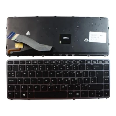Afbeelding van Keyboards4Laptops HP 776475 031 met aanwijzer grijs frame verlicht zwart UK lay out vervangend laptoptoetsenbord