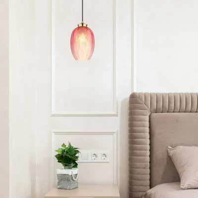 Afbeelding van Globo Hanglamp Jessica met roze glas Ø 18cm 15898H2