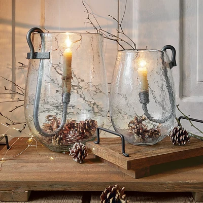 Afbeelding van LOBERON Windlicht set van 2 Vermand helder/zwart