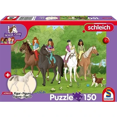 Afbeelding van Schmidt Spiele 56464 Horse Club, uitrit in het groen, 150 stukjes, met add on (een origineel figuur Holstein veuhlen) kinderpuzzel