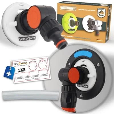 Afbeelding van MaJoCompTec® WATERTWIN Tankdeksel met wateraansluiting, watertankdeksel, vuladapter voor watervulopening camper en caravanaccessoire (flex versie, adapter 3 pins D: 78)