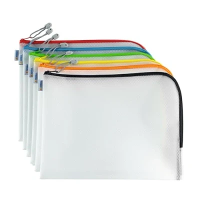 Afbeelding van HERMA 20013 A4 documententas met ritssluiting, set van 10 (36 x 28 cm) groot transparant vak ritssluiting voor documenten, mappen, speelgoed, opbergtas, verschillende kleuren