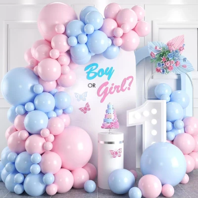 Afbeelding van FeestmetJoep® Ballonnenboog Blauw &amp; Roze Babyshower en Gender reveal versiering