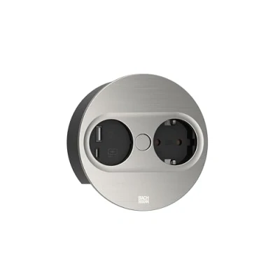 Afbeelding van Bachmann inbouw stopcontacten twist 2 1x 230v ra usb a c chrgr 2m montagestekker los bijgeleverd rond rvs look 946 004