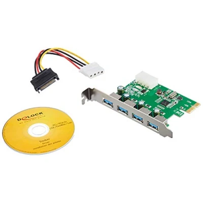 Afbeelding van Delock 89363 PCI Express x1 kaart naar 4 x externe USB Type A femalee 5 Gbps