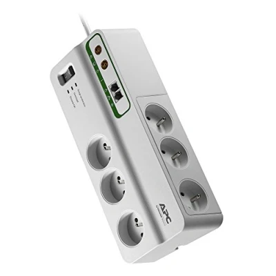 Afbeelding van APC PMH63VT FR 6AC uitgangen 230 V 3 m wit spanningsbeveiliging (1836 J, 6 AC uitgangen, type E (FR), 2300 W, 48000 A, m)