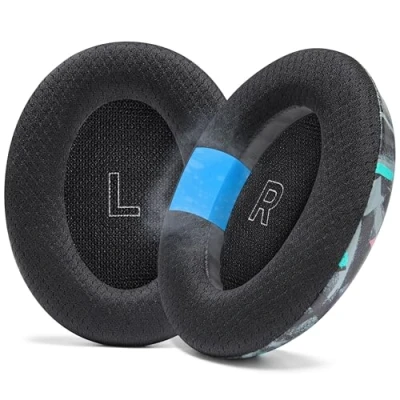 Afbeelding van WC Freeze QC Ultra Koelende gel oorkussentjes voor Bose Quietcomfort hoofdtelefoons gemaakt door Wicked Cushions Ademende sportstof, verkoelende gel, extra dik en langer koel 90&#039;s Black