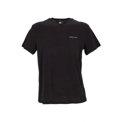 Afbeelding van Tommy Jeans Linear Chest TEE Tshirt basic, Heren, Maat: 48, Black