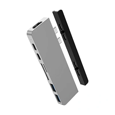 Afbeelding van Hyper USB C hub, beste adapter voor Mac Dual Hub MacBook Pro 2019 2018 2016 13&quot; 15&quot; 16&quot; en Air, 7in2: 100W PD, USBC 40 Gbit/s Data, microSD/SD kaartlezer, 2 x 3.1