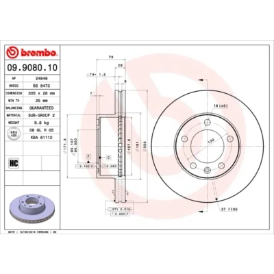 Afbeelding van Brembo Remschijf 09.9080.10