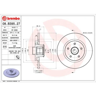 Afbeelding van Brembo Remschijven 08.B395.27
