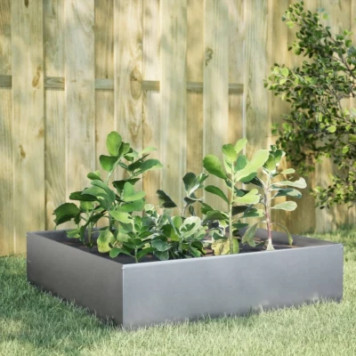Afbeelding van vidaXL Plantenbak verhoogd 100x100x25 cm gegalvaniseerd staal