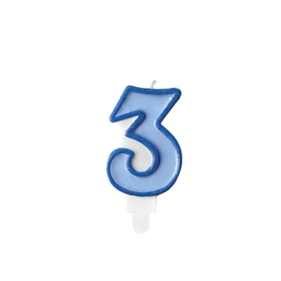 Afbeelding van PartyDeco Kaars nummer 3, blauw