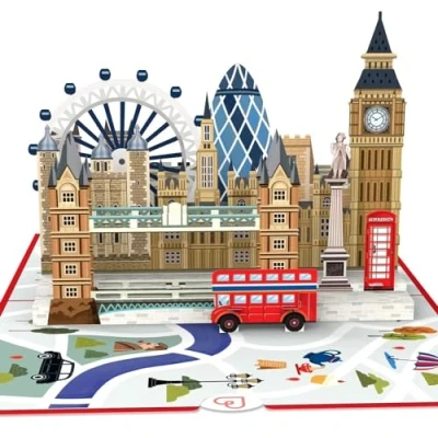Afbeelding van papercrush® Pop up kaart Londen 3D verjaardagskaart te gebruiken als reisvoucher voor vrouwen en mannen, geldgeschenk stedentrip, hotelvoucher weekendtrip cadeau jubileum
