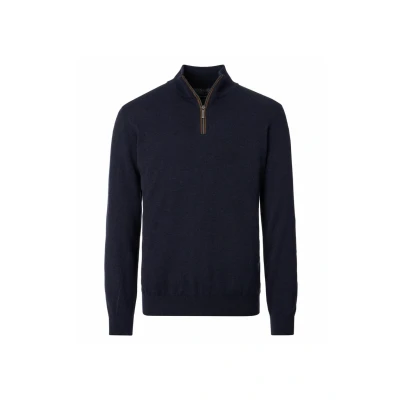 Afbeelding van Casa Moda Casual Half Zip Sweater blauw, Effen