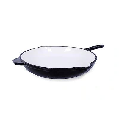 Afbeelding van ECHTWERK Gietijzeren braadpan met emaille coating, ovenpan twee handgrepen en schenktuit, geschikt voor oven, grill, BBQ inductie, Ø 26,5 cm, zwart