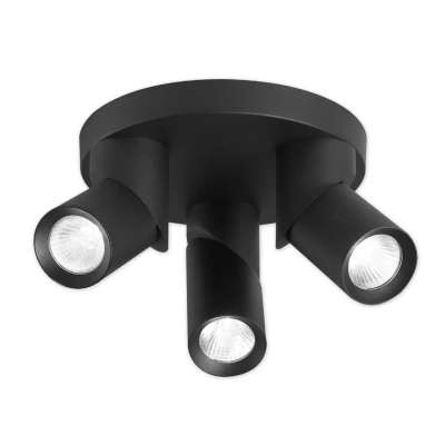 Afbeelding van LED plafondlamp 3x GU10 spot Draaibaar Zwart