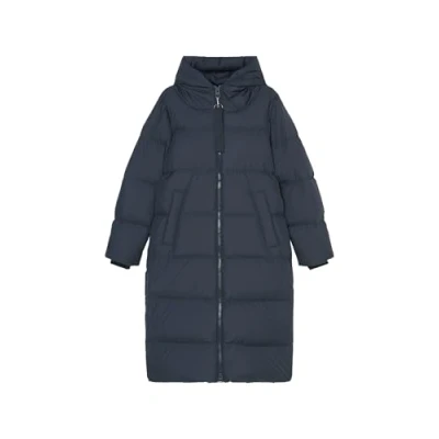 Afbeelding van Marc O&#039;Polo Puffer COAT WITH HOOD SIDE Slits Zipper WELT Pockets Backpack Belts Donsjas, Dames, Maat: 44, Deep blue sea